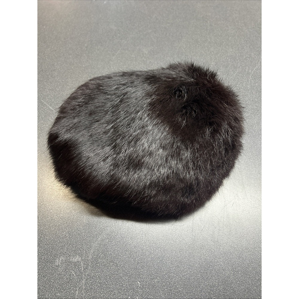 Beret Black Mink Hat Vintage  8" Diameter‎ Elastic Band Luxury Old Money Classic